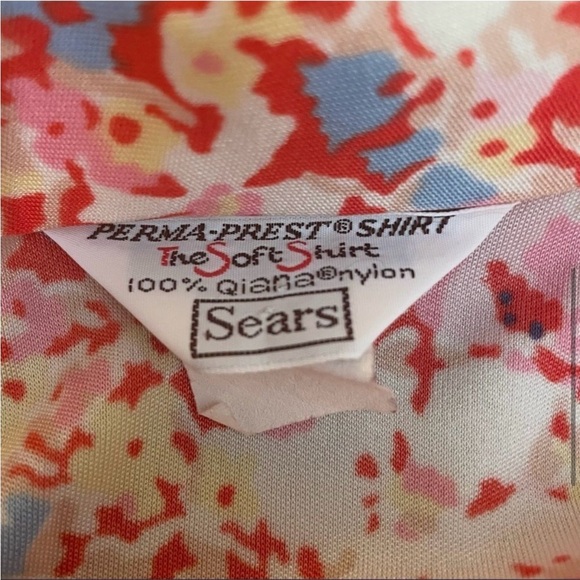 VINTAGE 70s Sears Floral Print Button Down Top - Picture 5 of 6